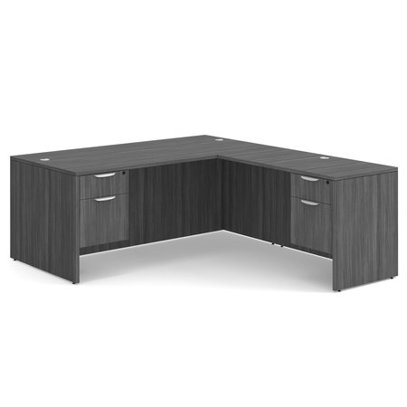 OFFICESOURCE OS Laminate Collection Double 3/4 Pedestal ''L'' Desk - 71'' x 36'' DBLHLPL101CG